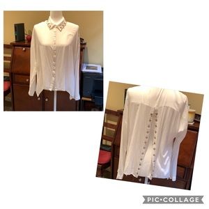 ✨ Millau Ivory Boho Top Blouse Shirt M